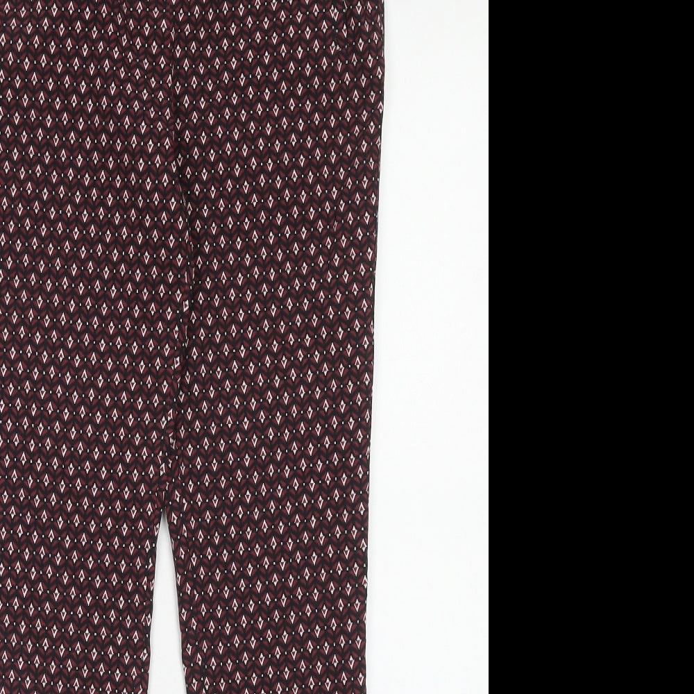 Dorothy Perkins Womens Red Geometric Viscose Trousers Size 12 Regular Zip