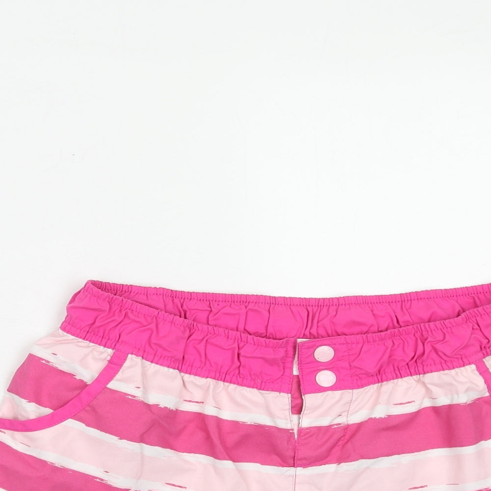 Ocean Pacific Womens Pink Striped Polyester Bermuda Shorts Size 12 Regular Button