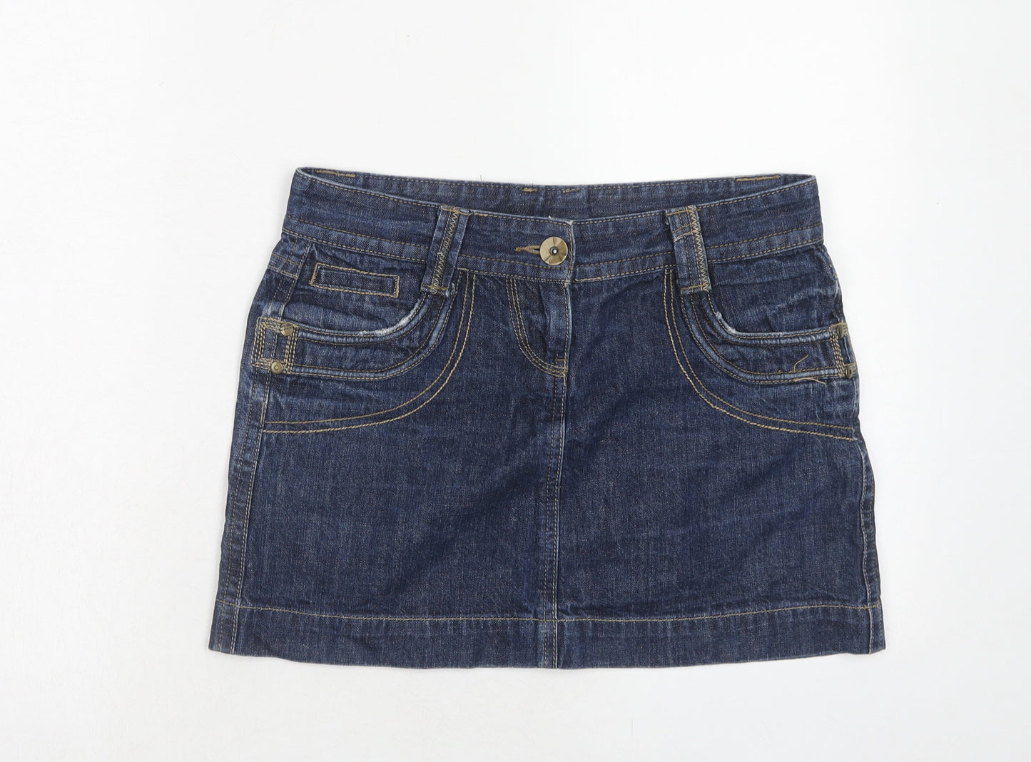 Dorothy Perkins Womens Blue Cotton Mini Skirt Size 10 Zip