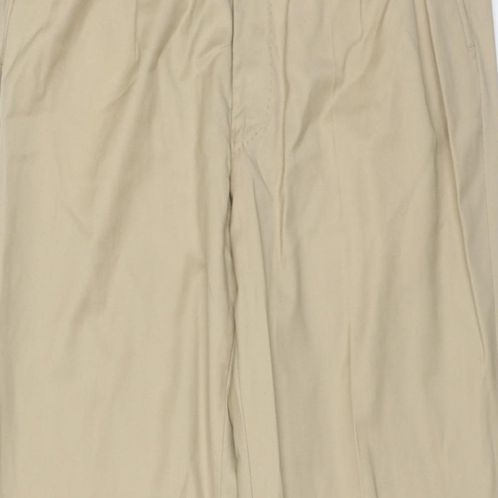 Chester Barrie Mens Beige Wool Trousers Size 30 in Regular Zip
