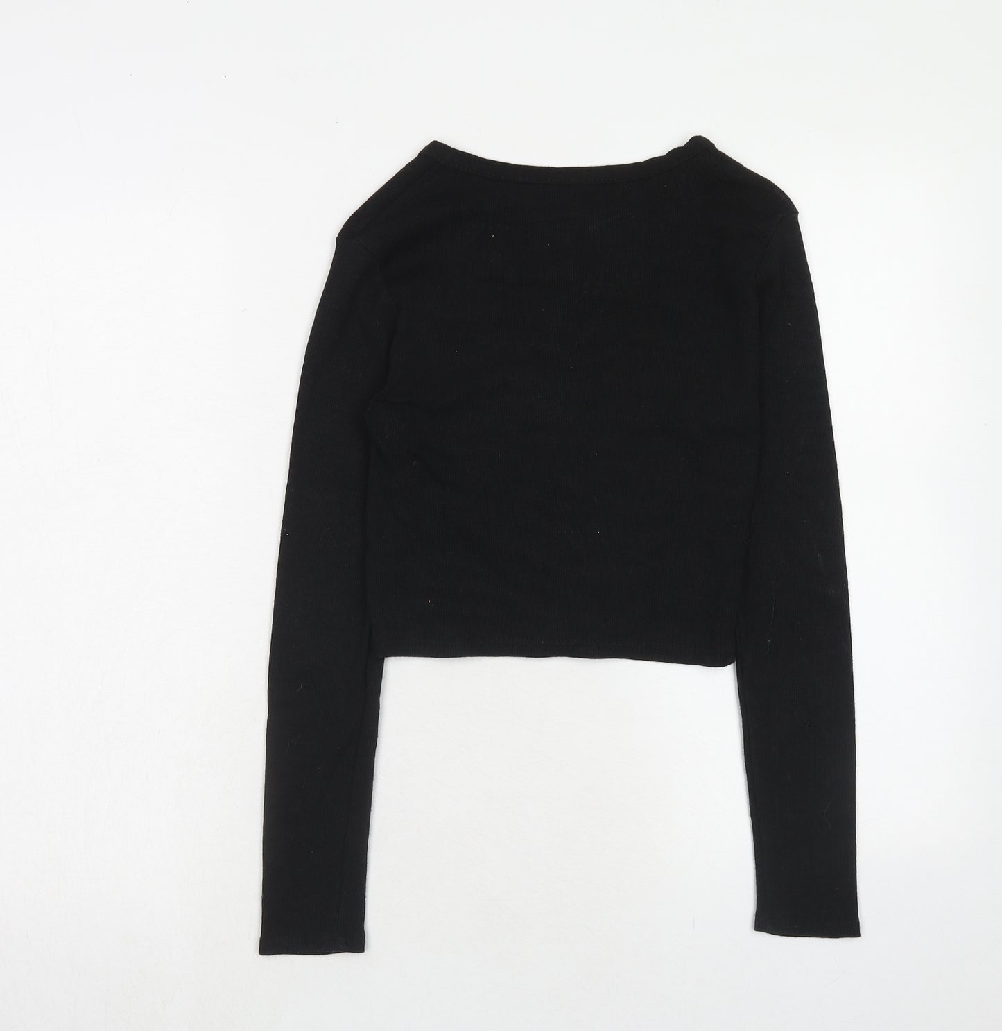 Daisy Street Womens Black Round Neck Cotton Cardigan Jumper Size 8