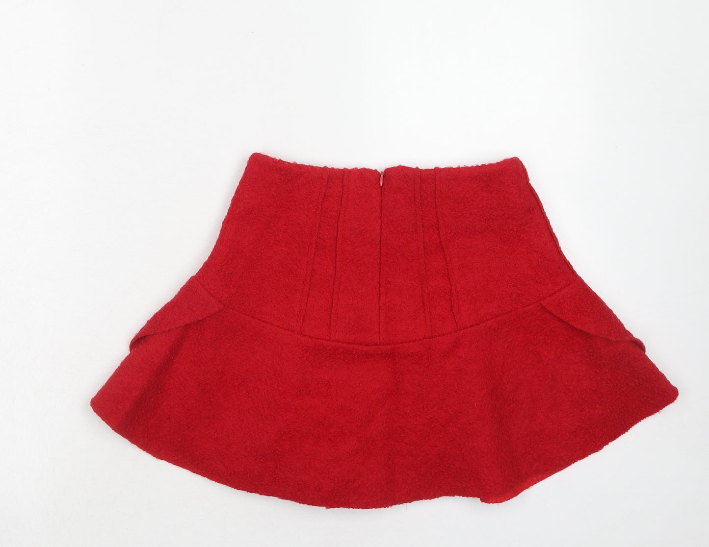 Mystery Womens Red Acrylic Skater Skirt Size S Zip