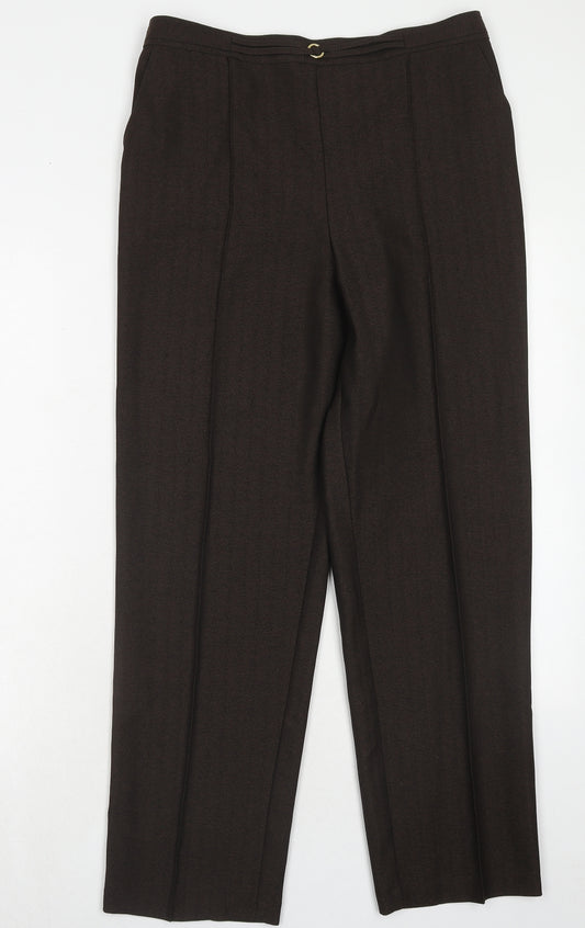 Marks and Spencer Womens Brown Polyester Trousers Size 12 Regular