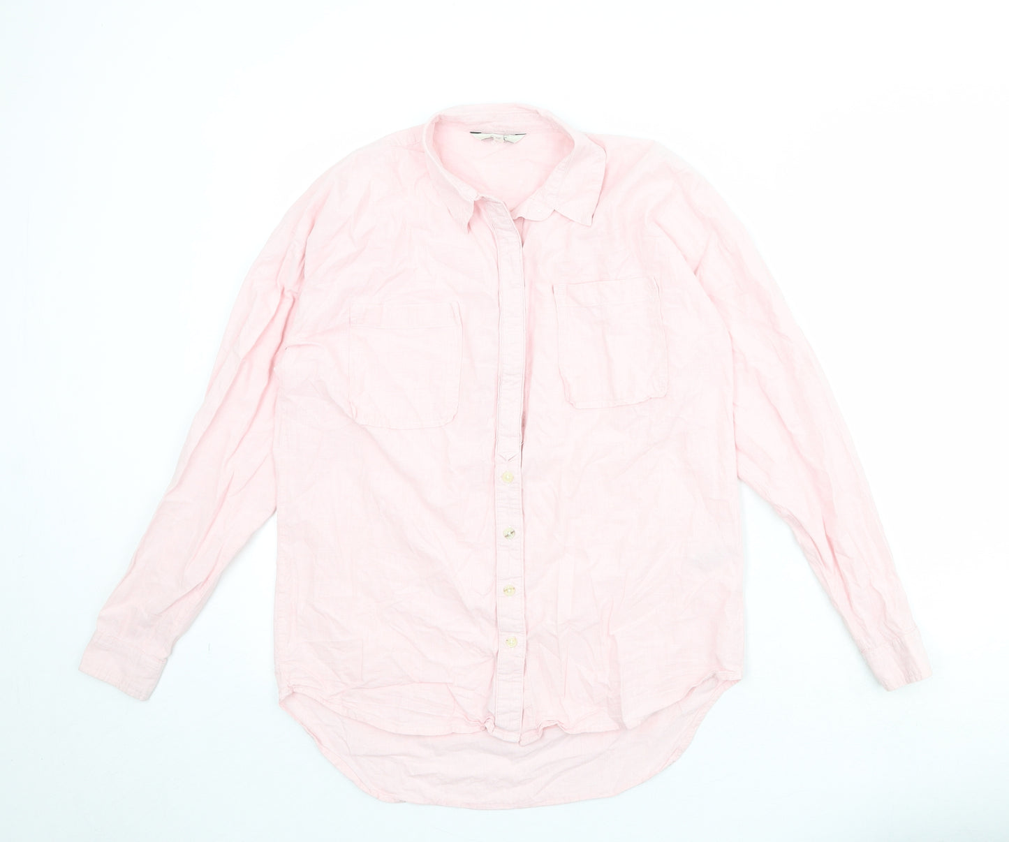 NEXT Womens Pink 100% Cotton Basic Button-Up Size 10 Collared