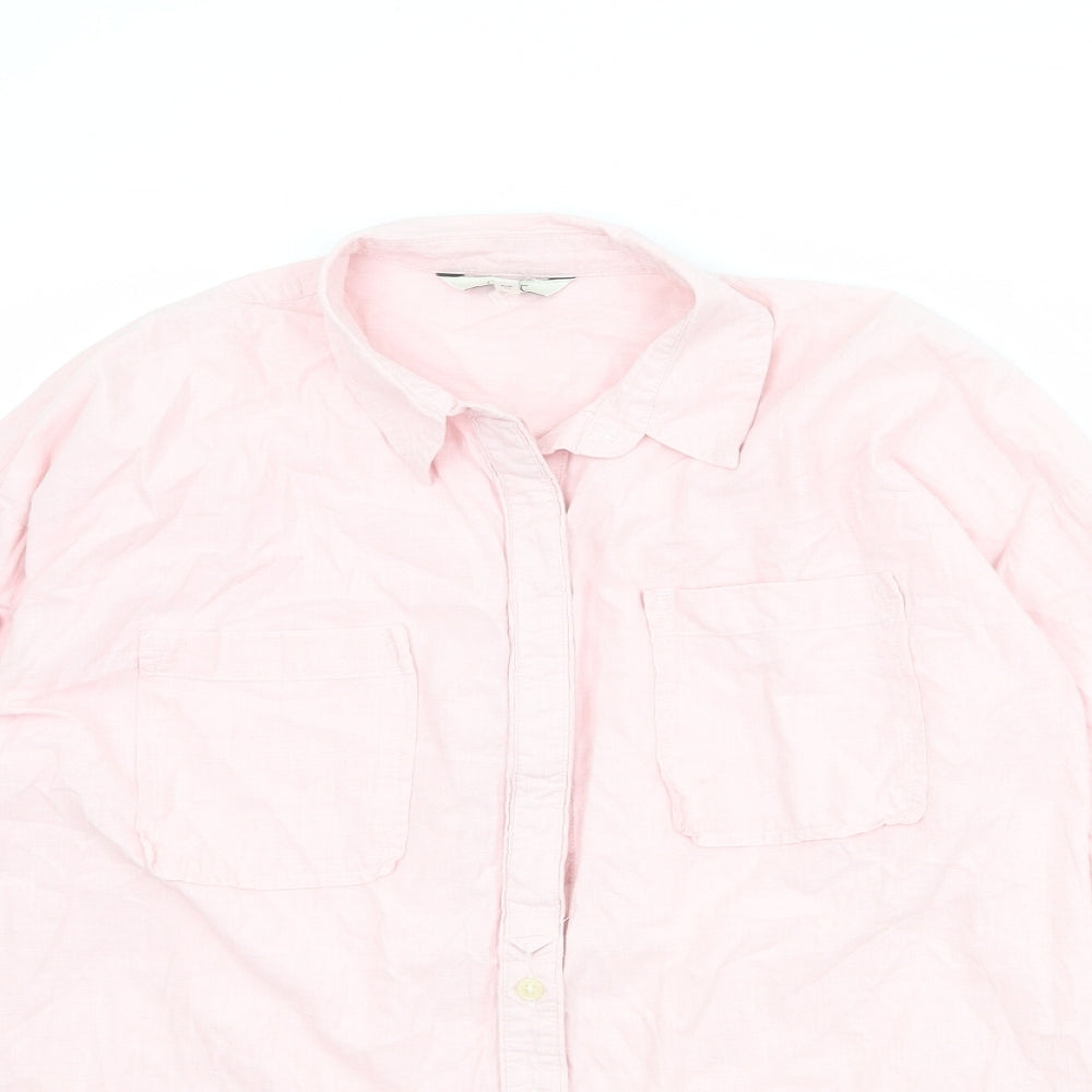 NEXT Womens Pink 100% Cotton Basic Button-Up Size 10 Collared