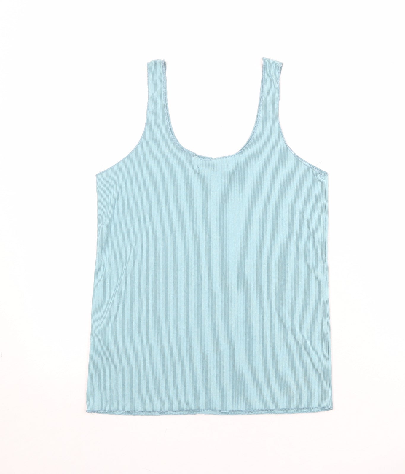 Zara Womens Blue Polyester Basic Tank Size S Scoop Neck