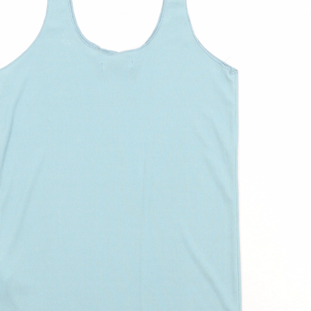 Zara Womens Blue Polyester Basic Tank Size S Scoop Neck