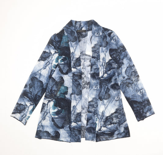 Just Elegance Womens Blue Geometric Polyester Kimono Blouse Size M V-Neck