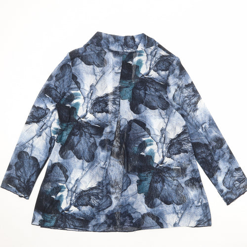 Just Elegance Womens Blue Geometric Polyester Kimono Blouse Size M V-Neck