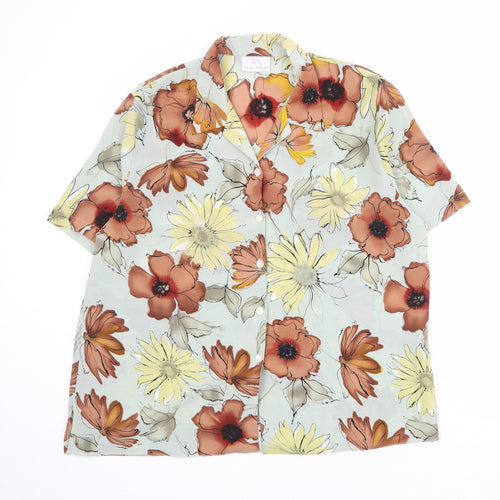 Design Dictates Womens Multicoloured Floral Polyester Basic Button-Up Size M Collared