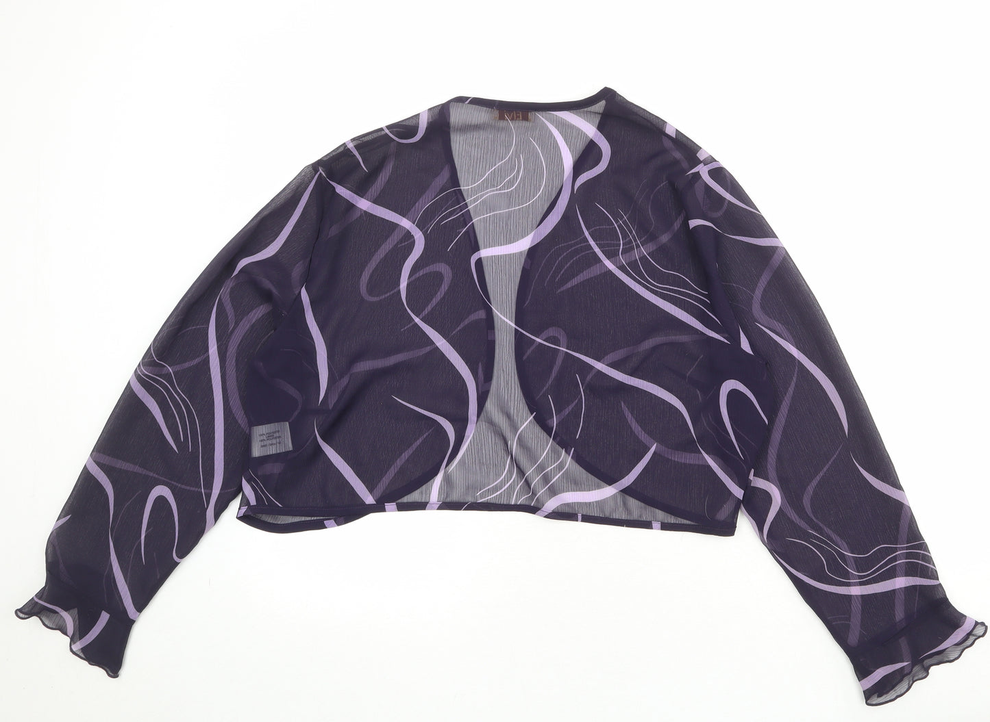 ELVI Womens Purple Geometric Polyester Kimono Blouse Size 24 V-Neck