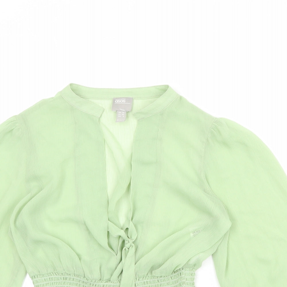 ASOS Womens Green Polyester Basic Blouse Size 10 V-Neck