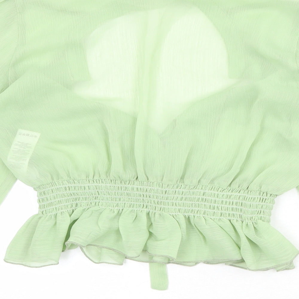 ASOS Womens Green Polyester Basic Blouse Size 10 V-Neck