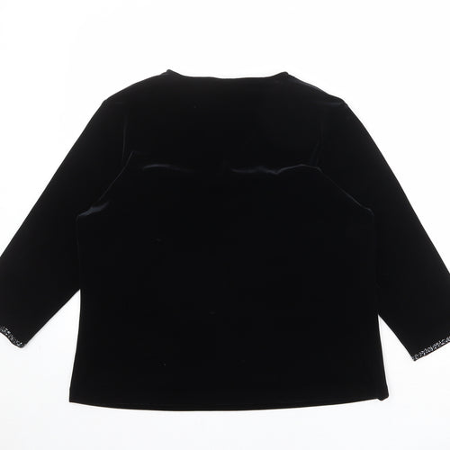 Alexon Womens Black Polyester Basic Blouse Size 16 V-Neck