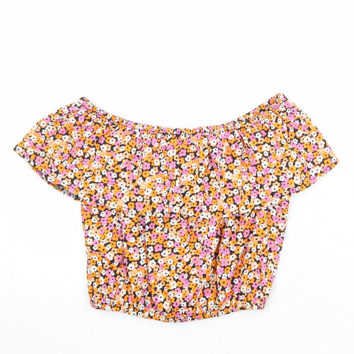 New Look Girls Multicoloured Floral Polyester Cropped Blouse Size 13 Years Off the Shoulder Pullover