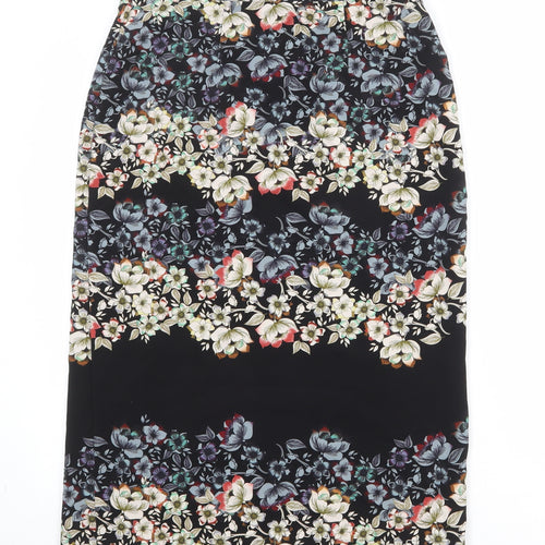 Topshop Womens Multicoloured Floral Polyester Wrap Skirt Size 12 Button