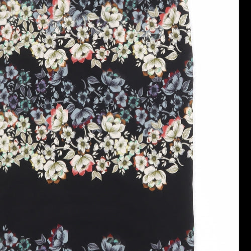 Topshop Womens Multicoloured Floral Polyester Wrap Skirt Size 12 Button