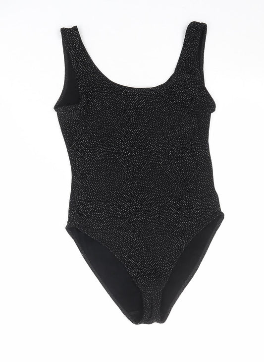 Wallis Womens Black Geometric Acetate Bodysuit One-Piece Size 12 Snap