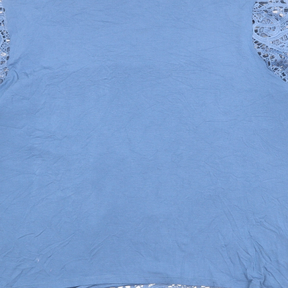 Marks and Spencer Womens Blue Polyester Basic Blouse Size 18 Round Neck