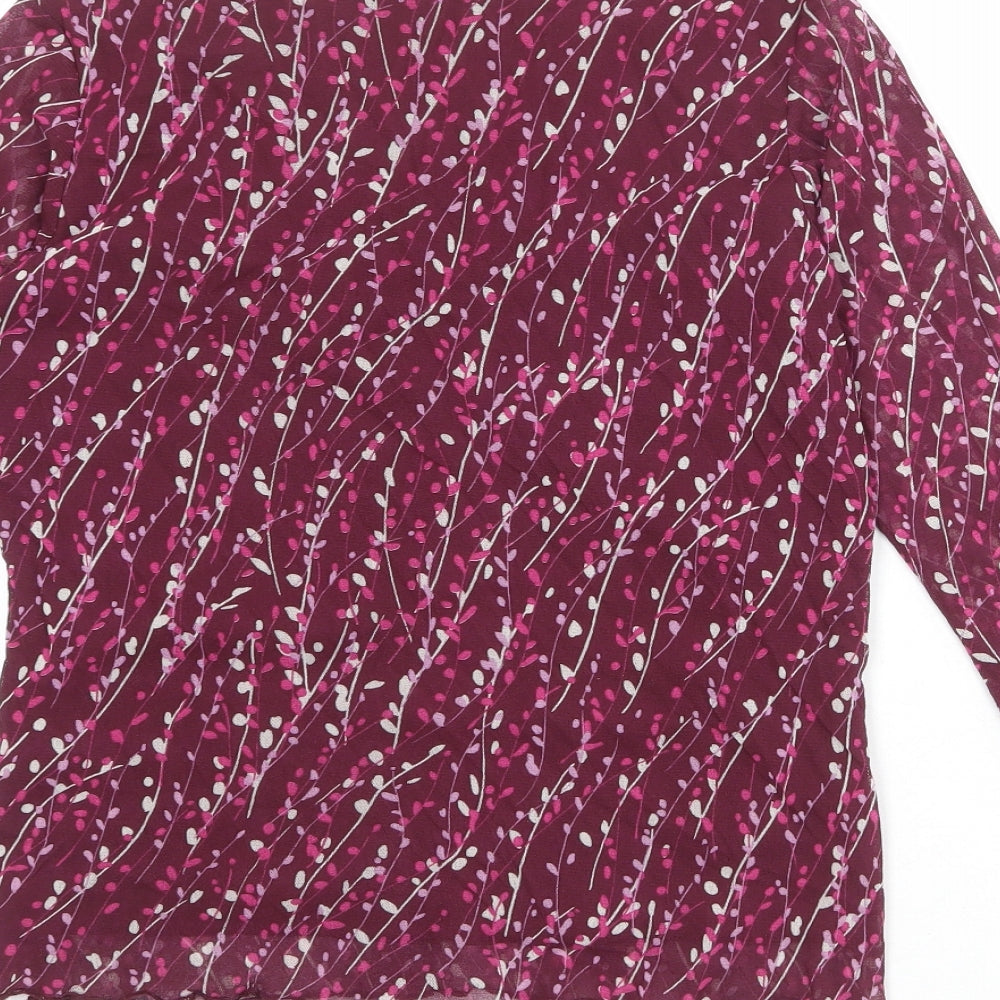 Bonmarché Womens Purple Geometric Nylon Basic Blouse Size S V-Neck