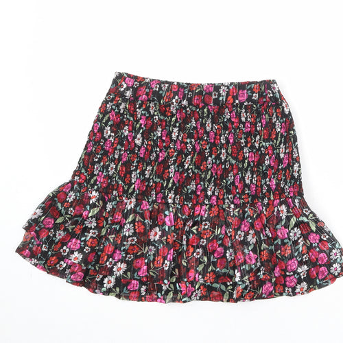 Marks and Spencer Girls Multicoloured Floral Polyester A-Line Skirt Size 11-12 Years Regular Pull On