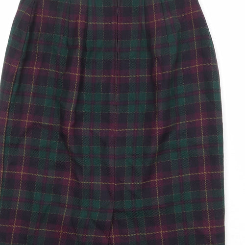 St Michael Womens Multicoloured Plaid Wool A-Line Skirt Size 14 Zip