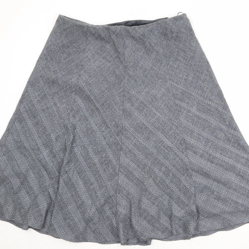 Marks and Spencer Womens Grey Striped Polyester Swing Skirt Size 18