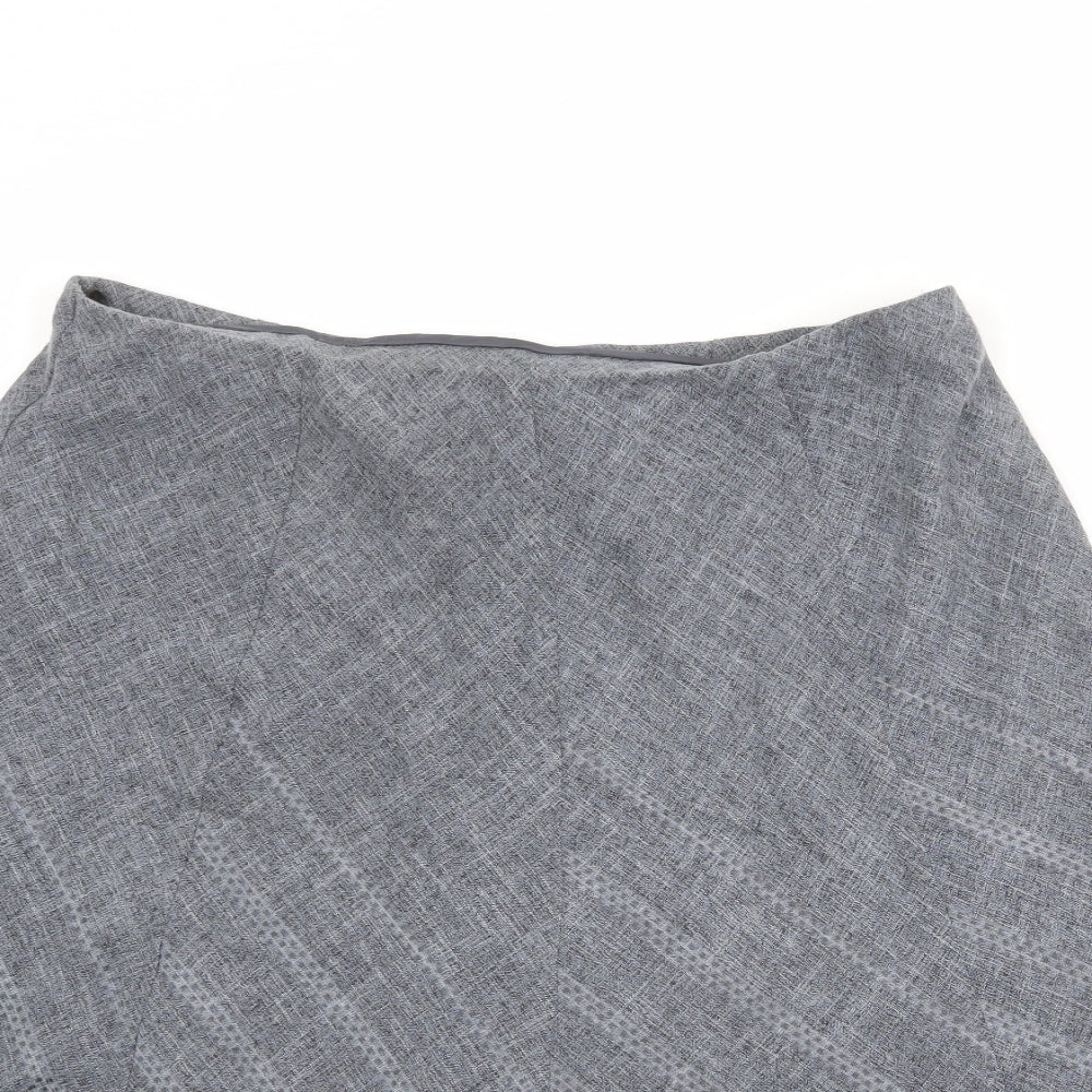 Marks and Spencer Womens Grey Striped Polyester Swing Skirt Size 18