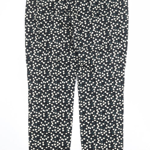 Zara Womens Black Floral Polyester Chino Trousers Size 16 Regular Zip