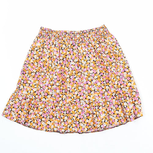 New Look Girls Multicoloured Floral Polyester A-Line Skirt Size 13 Years Regular Pull On