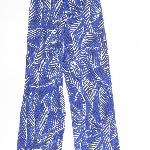 River Island Womens Blue Geometric Cotton Trousers Size 8 Regular