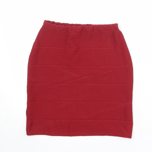 Missguided Womens Red Striped Polyester Straight & Pencil Skirt Size 6