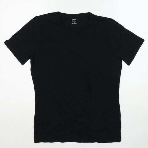 Marks and Spencer Womens Black Cotton Basic T-Shirt Size 12 Crew Neck