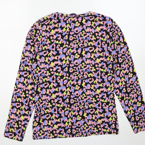 Marks and Spencer Womens Multicoloured Geometric Cotton Basic T-Shirt Size 10 Round Neck
