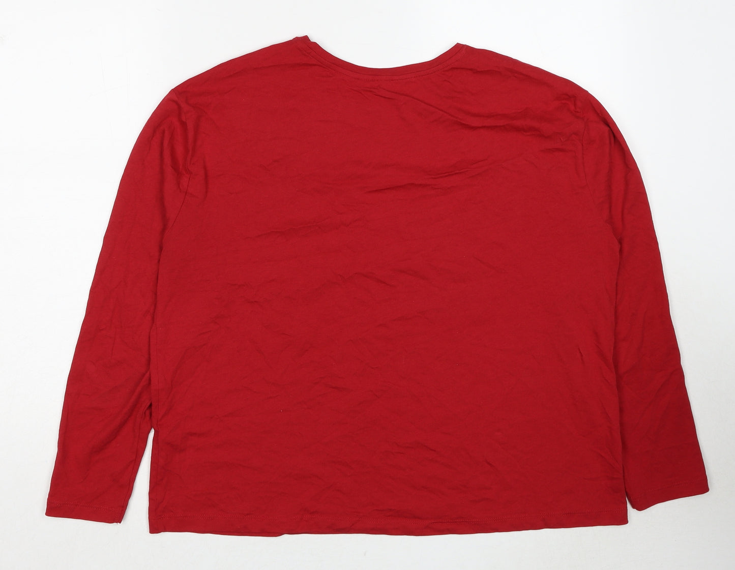 Marks and Spencer Womens Red Polyester Basic T-Shirt Size L Round Neck