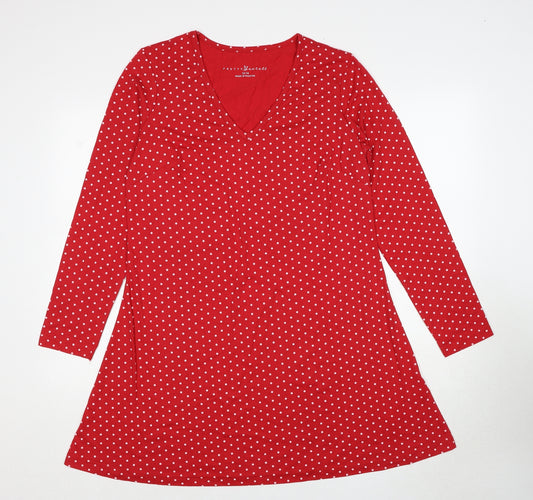 Pretty Secrets Womens Red Polka Dot Cotton Top Dress Size 12 Pullover - Size 12-14