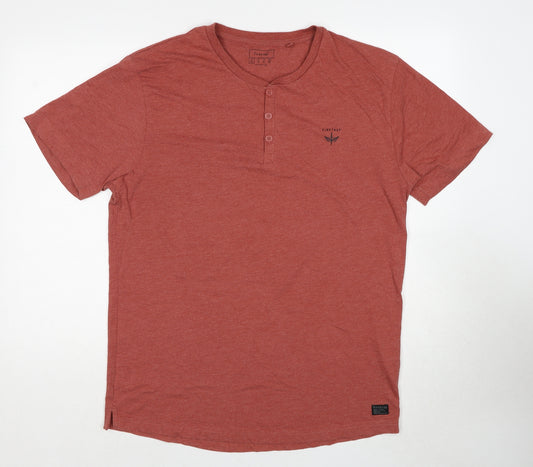 Firetrap Mens Brown Cotton T-Shirt Size XL Round Neck