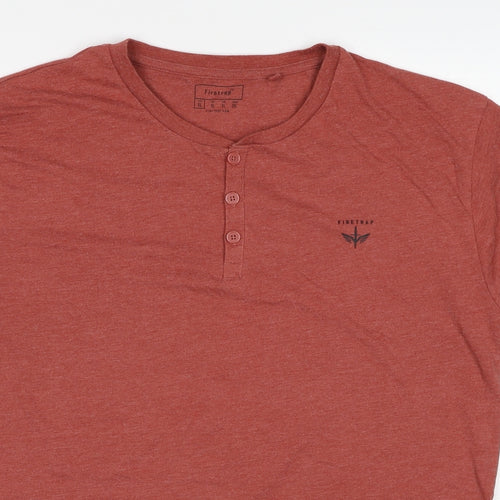 Firetrap Mens Brown Cotton T-Shirt Size XL Round Neck