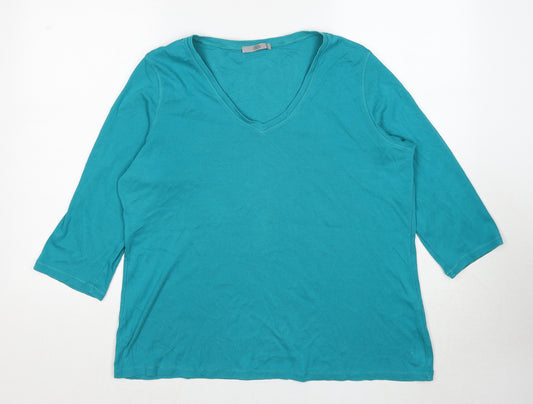 Marks and Spencer Womens Blue V-Neck Cotton Pullover Jumper Size 22