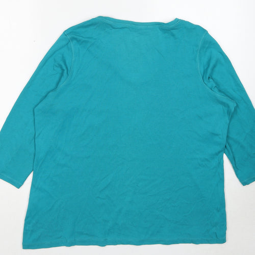 Marks and Spencer Womens Blue V-Neck Cotton Pullover Jumper Size 22