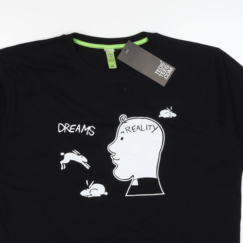 Ted Tees Mens Black Cotton T-Shirt Size M Round Neck - Dreams Reality