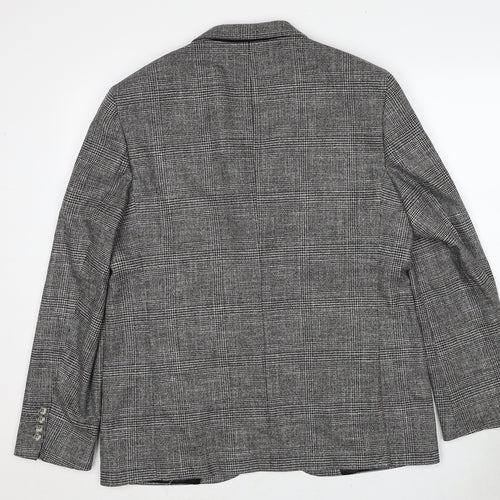 Marks and Spencer Mens Grey Plaid Viscose Jacket Suit Jacket Size 42 Regular
