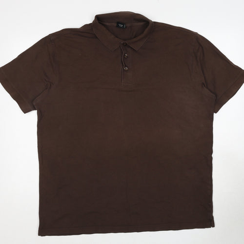 Tee-Jaysbw Mens Brown Cotton Polo Size 2XL Collared Pullover