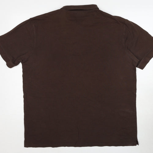 Tee-Jaysbw Mens Brown Cotton Polo Size 2XL Collared Pullover