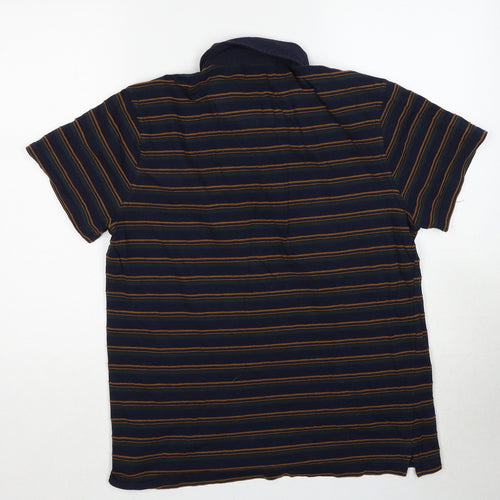 Jasper Conran Mens Multicoloured Striped Cotton Polo Size M Collared Pullover