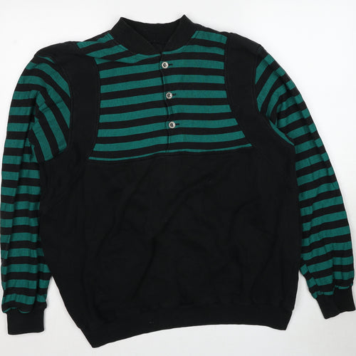Grosse Womens Green Striped Cotton Pullover Sweatshirt Size M Pullover