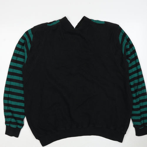 Grosse Womens Green Striped Cotton Pullover Sweatshirt Size M Pullover