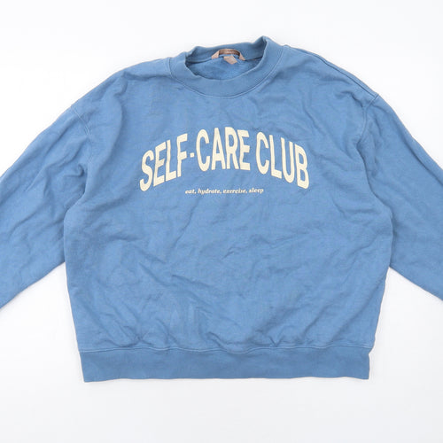 H&M Womens Blue Cotton Pullover Sweatshirt Size L Pullover - Self Care Club