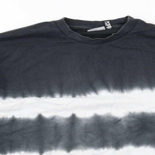 ASOS Womens Grey Geometric Cotton Pullover Sweatshirt Size 10 Pullover - Tie dye effect