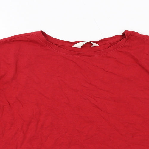 Marks and Spencer Womens Red Cotton Basic T-Shirt Size M Round Neck